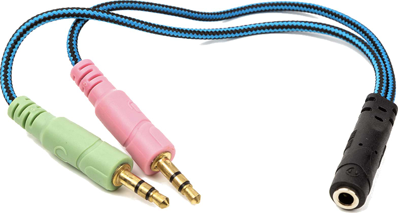 Кабель 3.5 мм -3.5 мм PowerPlant 4pin 3.5 мм F-2 x 3pin 3.5 мм M 0.22 m (CA913084)