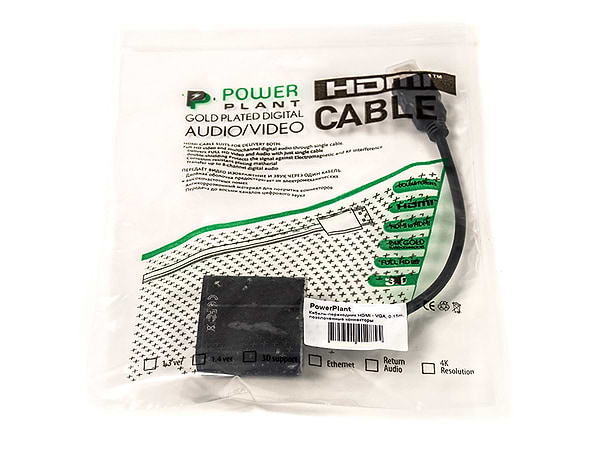 Фото -  PowerPlant HDMI - VGA 0.15m Black (CA910885)