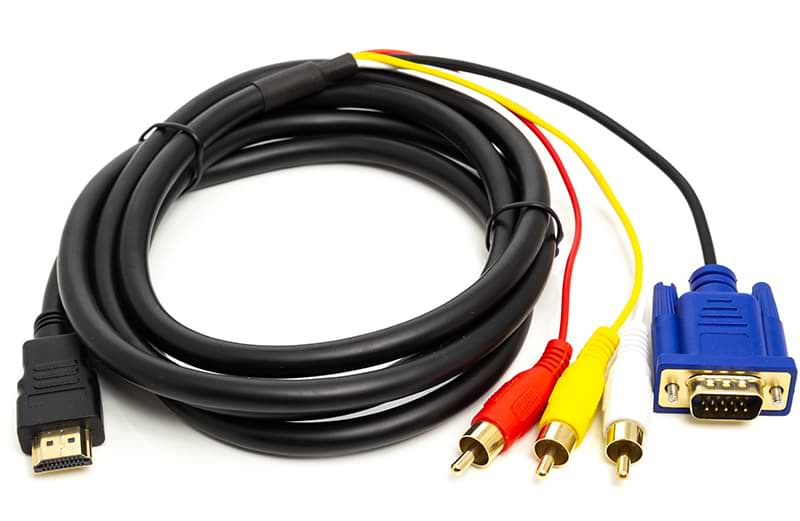 Кабель синхронизации данных PowerPlant HDMI to VGA 3 RCA (CA912018) - Фото 1