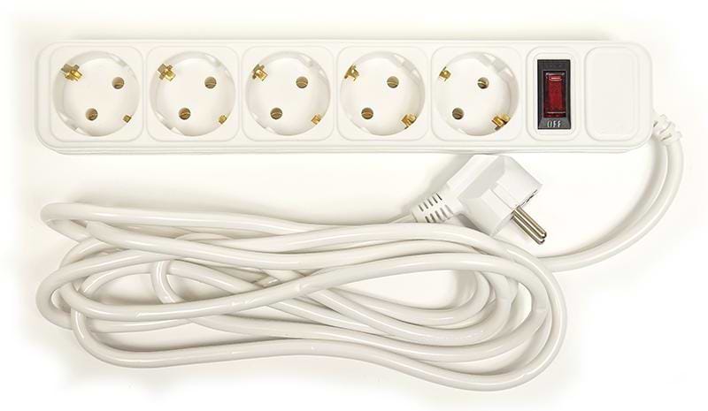 Сетевой фильтр PowerPlant JY-1056/3 (PPSA10M30S5) 5 розеток 3 м White - Фото 1