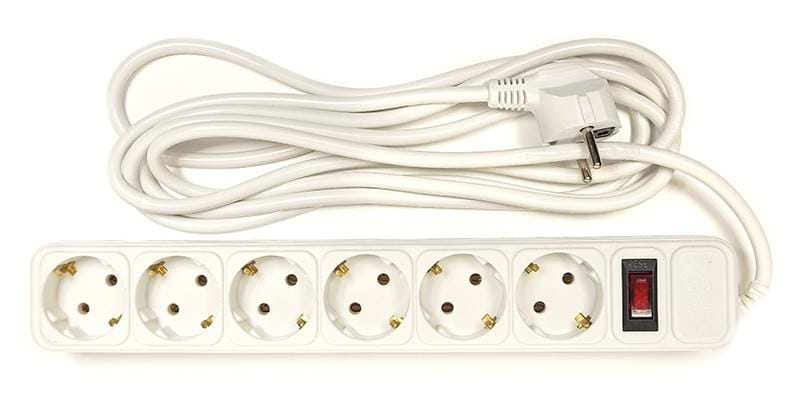 Сетевой фильтр PowerPlant JY-1057/3 (PPSA10M30S6) 6 розеток 3 м White