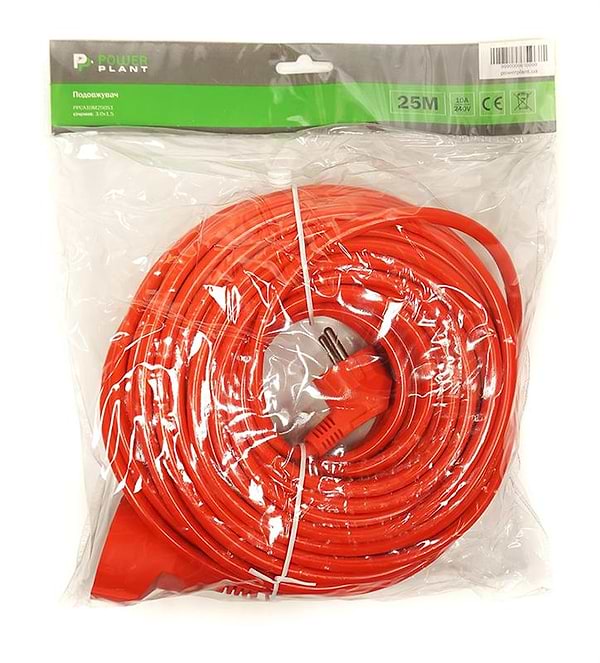 Фото - Удлинитель 220В PowerPlant JY-3024/25 (PPCA10M250S1) 1 розетка 25m Orange