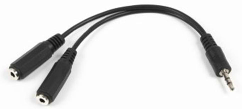 Перехідник аудіо PowerPlant KD00AS1263 3.5mm(M)-2х3.5mm(F) 0,2 mBlack