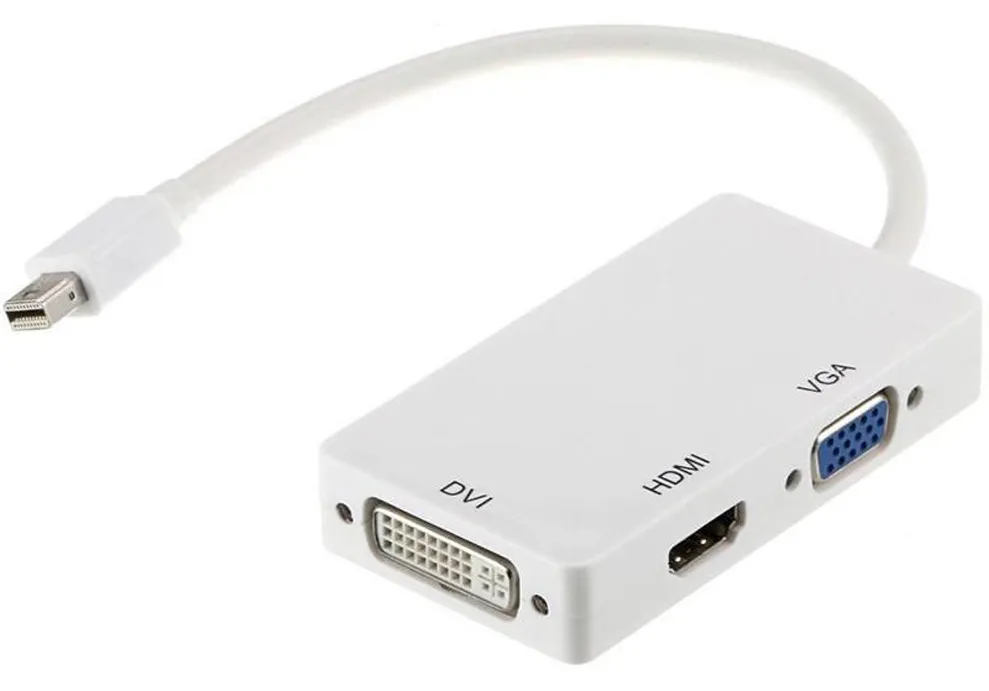 Адаптер Mini Display Port-HDMI PowerPlant miniDisplayPort(Thunderbolt)-HDMI, DVI, VGA, 0.2m White (CA910946)
