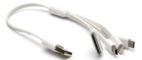 Фото - Кабель синхронизации данных PowerPlant USB-microUSB-miniUSB-Lightning-Apple 30pin 0.5m White (KABUSBALL)