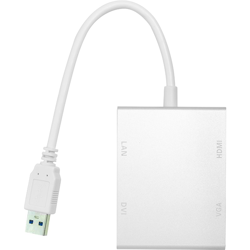 Перехідник PowerPlant USB 3.0 - HDMI, DVI, VGA, RJ45 Gigabit Ethernet (CA912087)