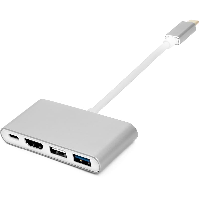 Перехідник PowerPlant USB Type-C to HDMI+U3+PD FL7102+PS176 (CA911707)
