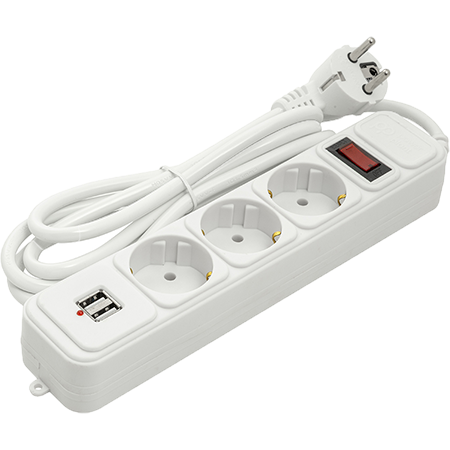 Мережевий фільтр PowerPlant JY-1054U/1.8 (PPSA10M18S3U) 3 розетки 2xUSB 1.8 м - Фото 1