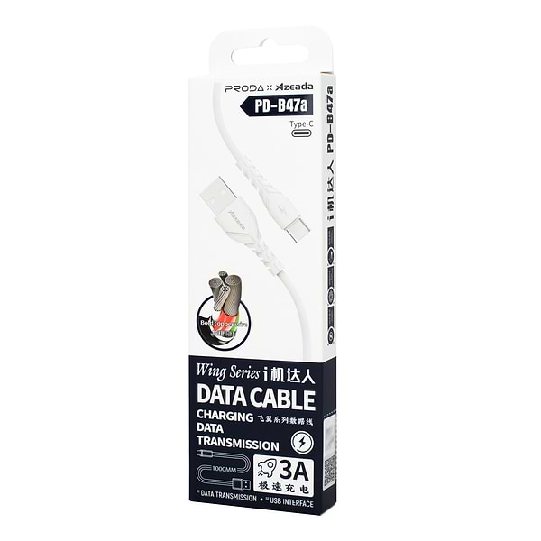 Фото - Кабель синхронизации данных Proda PD-B47a Type-C Quick Charge 3А Black (PD-B47a-BK)
