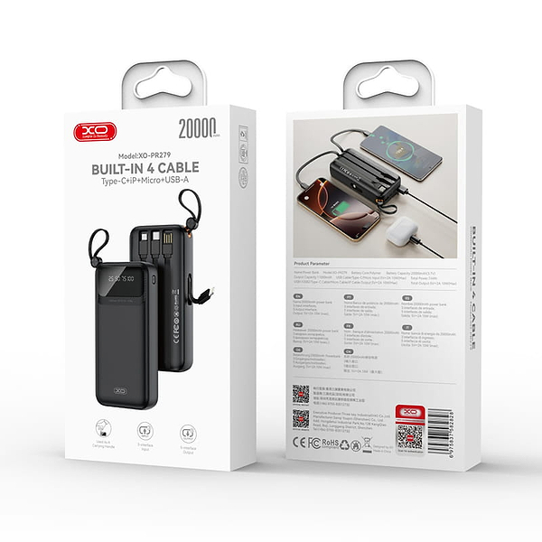 Фото - Батарея мобильная XO PR279 20000mAh 10W Black
