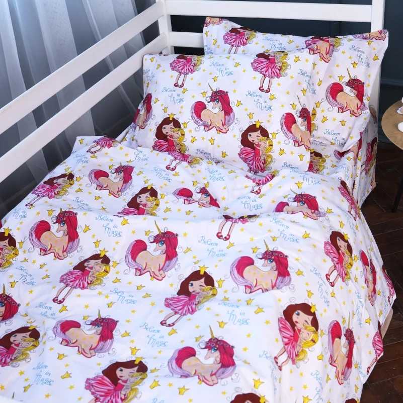 Фото - Комплект постільної білизни дитячий MirSon Бязь Kids Time 17-0704 Принцеса та Єдиноріг 110 x 140 см (2200010501186)