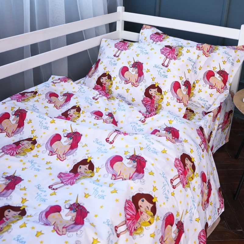 Фото - Комплект постільної білизни дитячий MirSon Бязь Kids Time 17-0704 Принцеса та Єдиноріг 110 x 140 см (2200010501186)