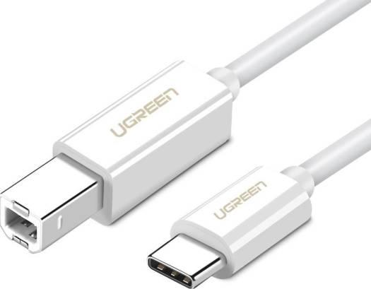 Фото - Перехідник UGREEN US241 USB-C 2.0 to USB-B 2.0 Print Cable 1m White (40560)