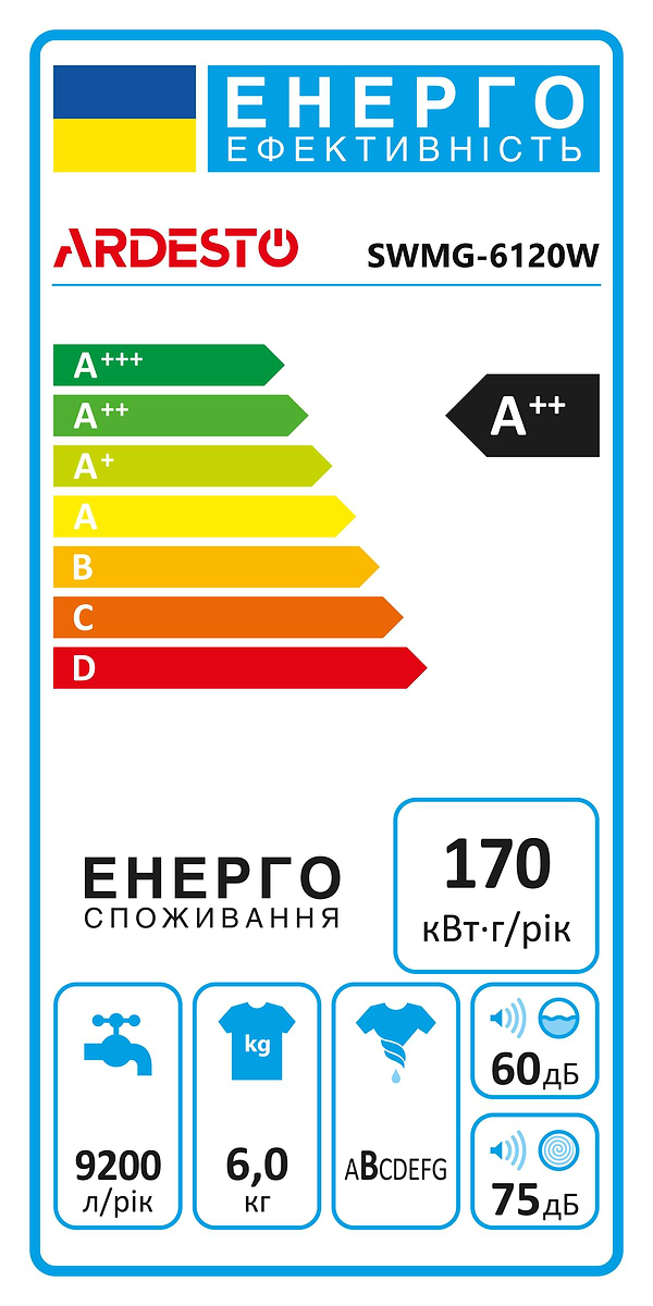 Фото - Пральна машина Ardesto SWMG-6120W