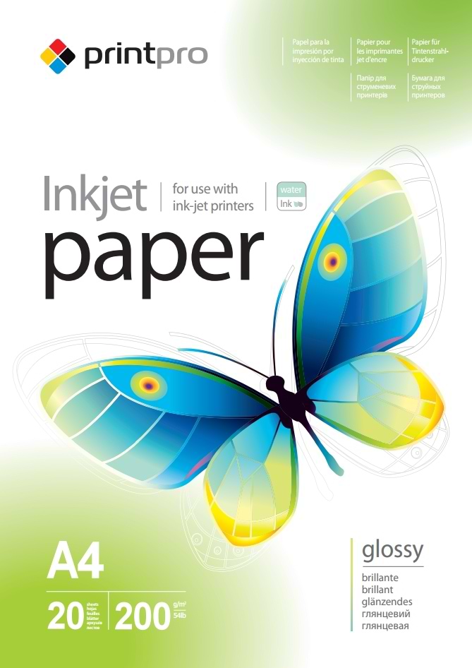 Фотобумага PrintPro 200g/m2, A4, 20л (PGE200020A4)