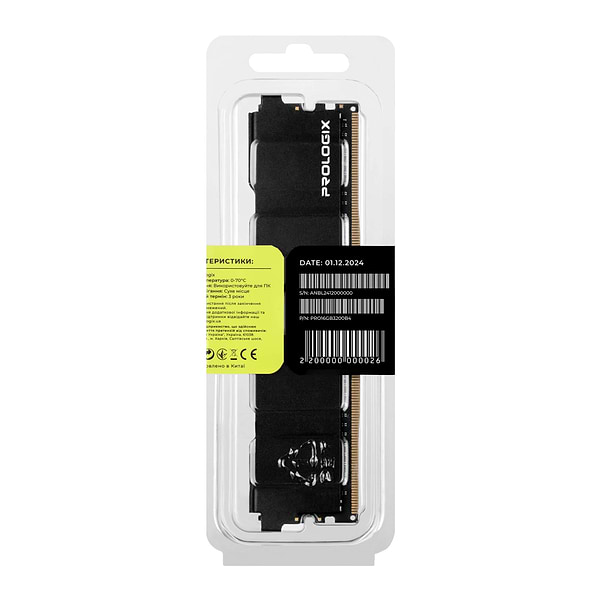 Фото - Память DDR ProLogix DDR4 16GB/3200 Black (PRO16GB3200B4)