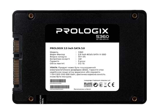 Фото - SSD-накопичувач внутрішній ProLogix 512GB S360 2.5" SATAIII TLC (PRO512GS360)