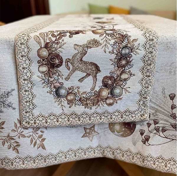 Фото - Скатертина раннер Прованс Золоті свята 35х100 (016188)