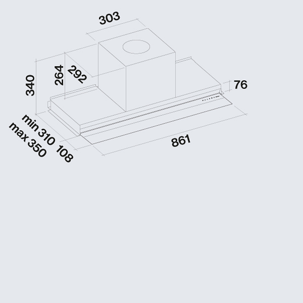Фото - Витяжка вбудована Falmec VIRGOLA NO-DROP Touch 90 нерж.сталь 800