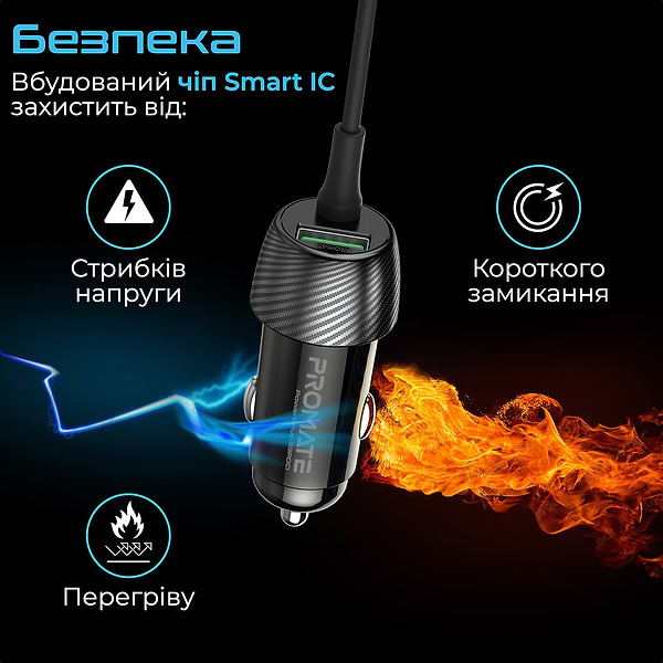 Фото - Автомобильное зарядное устройство Promate Powerdrive-33pdci.Black