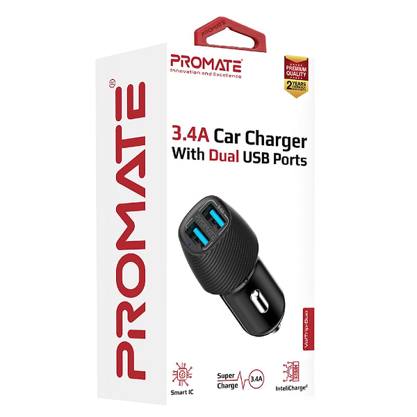 Фото - Автомобільний зарядний пристрій Promate Voltrip-duo Black