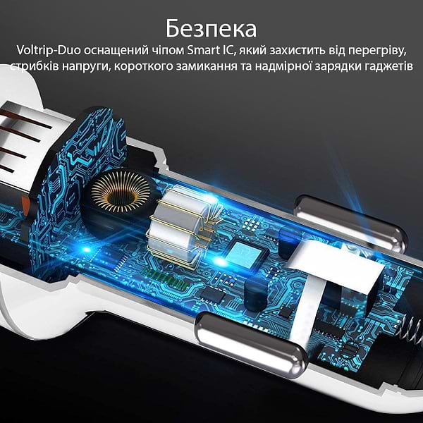 Фото - Автомобільний зарядний пристрій Promate Voltrip-duo White