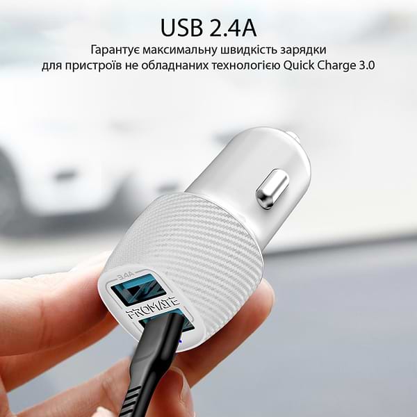 Фото - Автомобільний зарядний пристрій Promate Voltrip-duo White