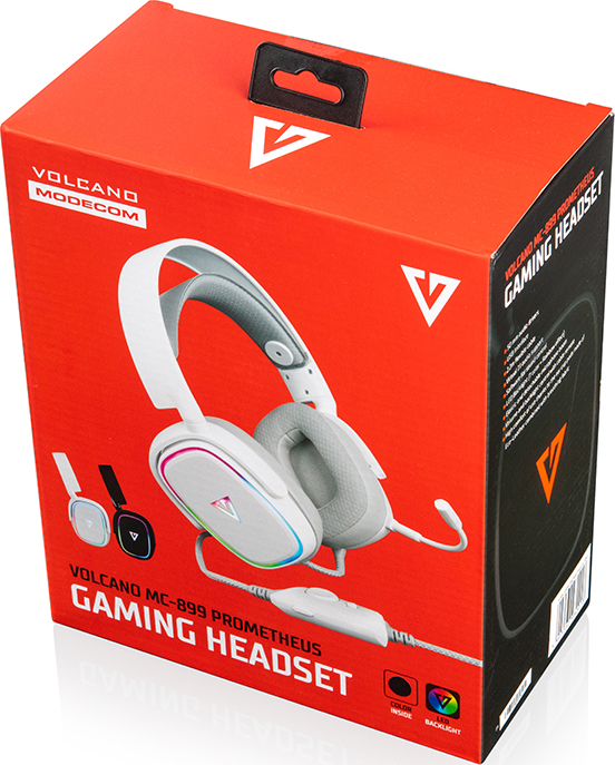 Фото - Гарнітура дротова ігрова Modecom Volcano RGB Prometheus 7.1 White USB (S-MC-899-PROMETHEUS-200)