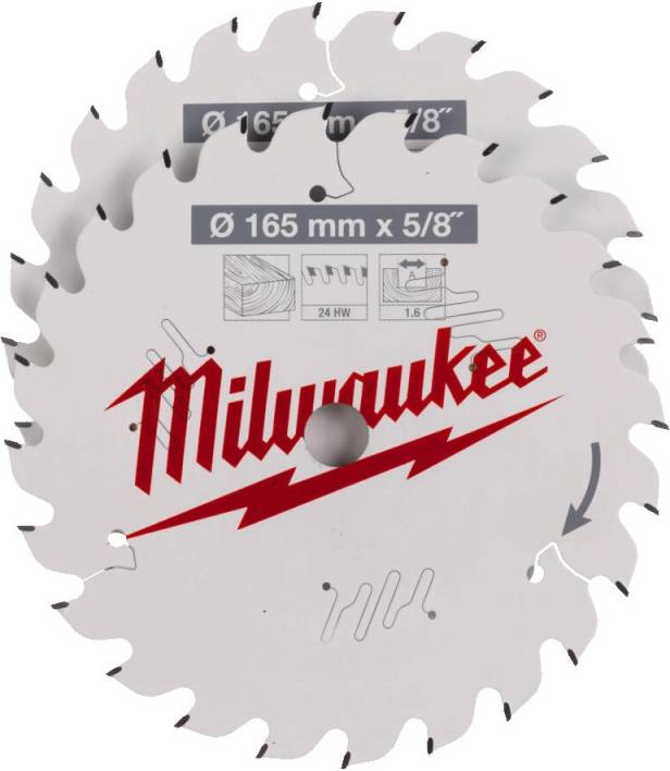 Фото - Круг відрізний по дереву Milwaukee 165х5/8х24 зуб. (4932479836)