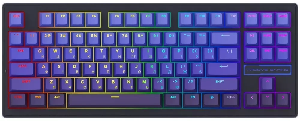 Клавиатура беспроводная игровая Proove Gaming Rampage (Ukraine Layout) gradient purple/black (WKRM00022418)
