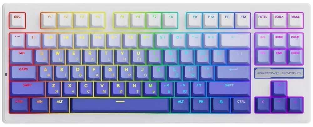 Клавиатура беспроводная игровая Proove Gaming Rampage (Ukraine Layout) gradient purple/white (WKRM00022419)