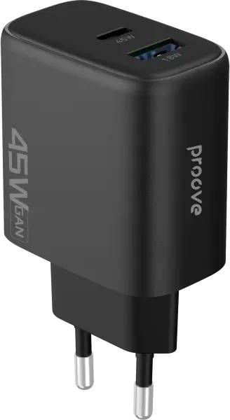 Мережевий зарядний пристрій Proove Silicone Power 2 45W (Type-C+USB) black (WCSP24110001)