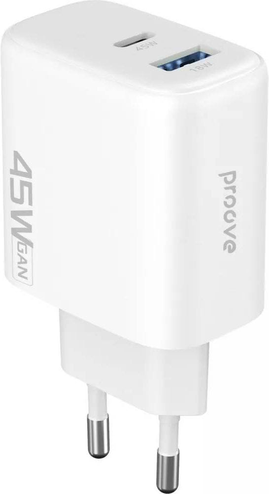 Мережевий зарядний пристрій Proove Silicone Power 2 45W (Type-C+USB) white (WCSP24110002)