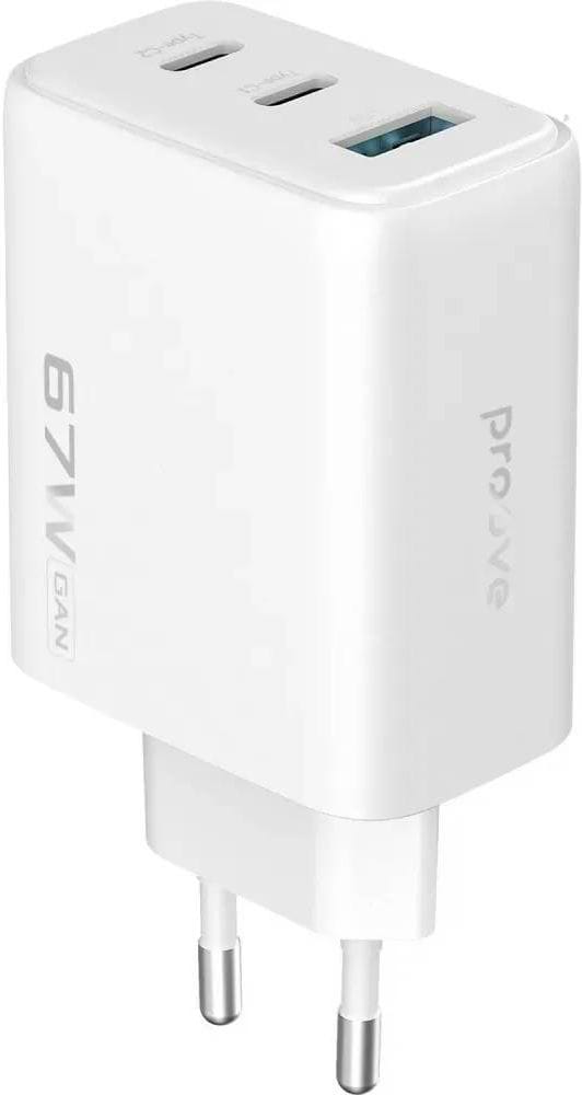 Мережевий зарядний пристрій Proove Silicone Power 2 67W (2*Type-C+USB) white (WCSP26120002)