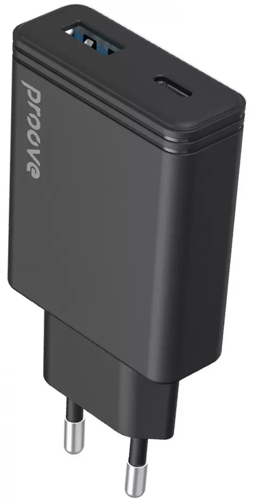 Мережевий зарядний пристрій Proove Slender 65W (Type-C + USB) black (WCSL65110001)