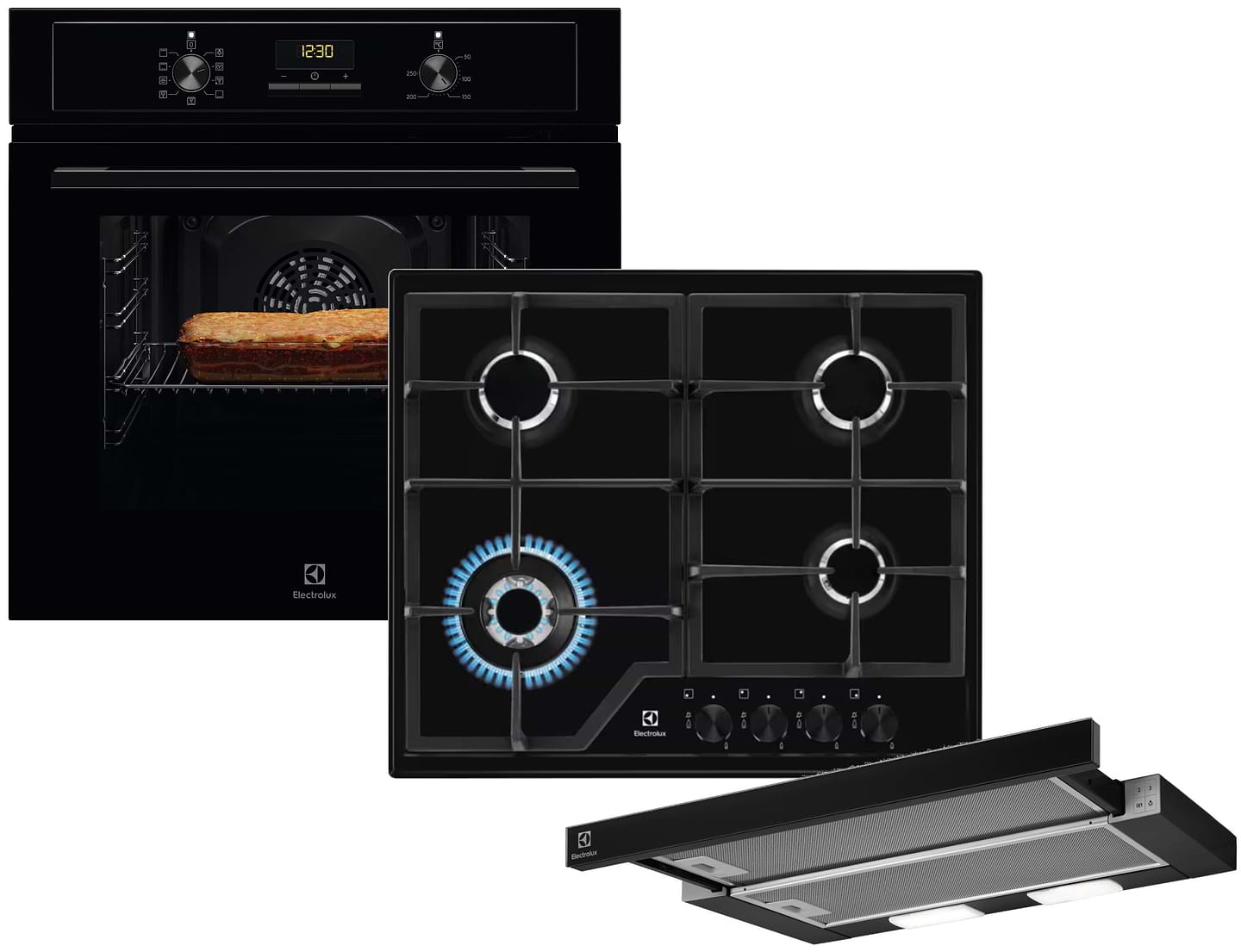 Комплект техники Electrolux Духовой шкаф + Варочная панель + Витяжка встраиваемая Electrolux EOF3H50BK + KGS6436K + LFP326FB - Фото 1