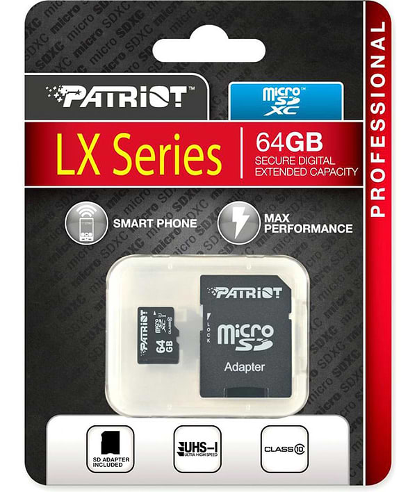 Фото - Карта памяти Patriot 64GB microSD class10 UHS-1 (PSF64GMCSDXC10)