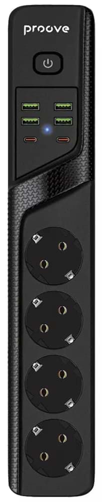 Фото - Мережевий фільтр Proove Power Strip P-04 4 sockets+4 USB+2 Type-C 3 м Black (PSP442430001)