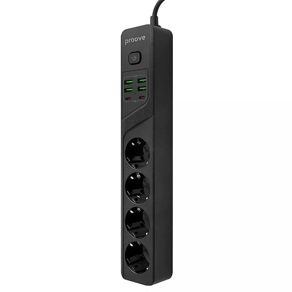 Фото - Мережевий фільтр Proove Power Strip P-04 4 sockets+4 USB+2 Type-C 3 м Black (PSP442430001)