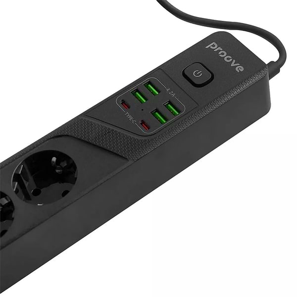Фото - Мережевий фільтр Proove Power Strip P-04 4 sockets+4 USB+2 Type-C 3 м Black (PSP442430001)