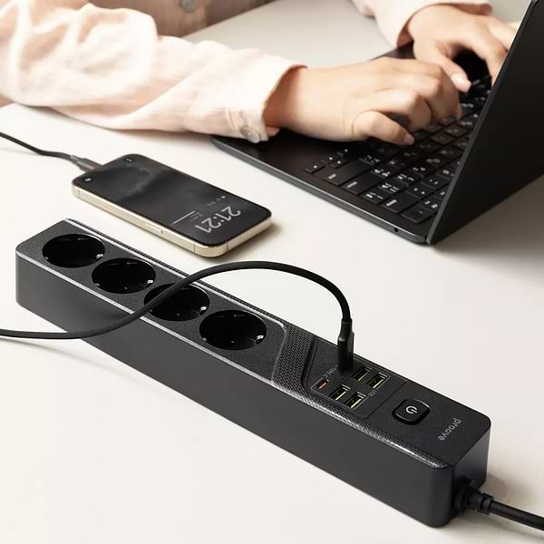 Фото - Мережевий фільтр Proove Power Strip P-04 4 sockets+4 USB+2 Type-C 3 м Black (PSP442430001)