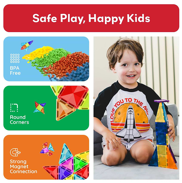 Фото - Магнитный конструктор Picasso Tiles MINI DIAMOND SERIES SET 60 деталей (22303)