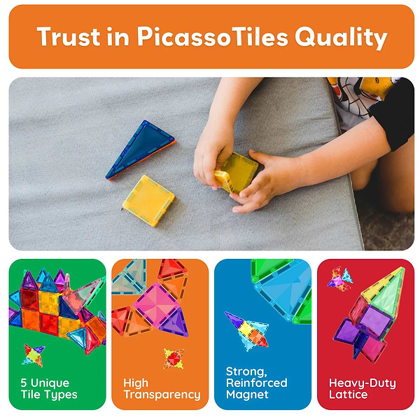 Фото - Магнитный конструктор Picasso Tiles MINI DIAMOND SERIES SET 60 деталей (22303)