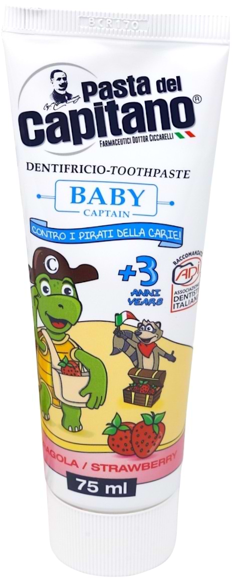 Зубная паста детская Pasta Del Capitano Baby Strawberry 3+ 75 мл (PTPBS75) - Фото 1