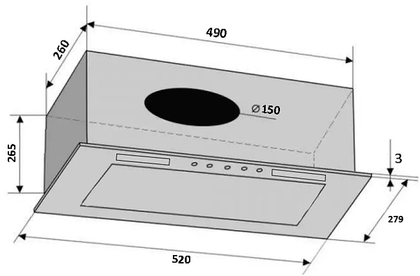 Фото - Витяжка вбудована Ventolux PUNTO 520/279 BGG (1000) TRC MS