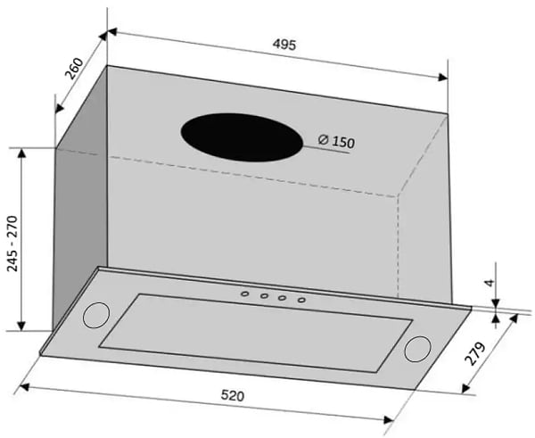 Фото - Вытяжка встраиваемая Ventolux PUNTO 520/279 GRS (1000) TRC MS