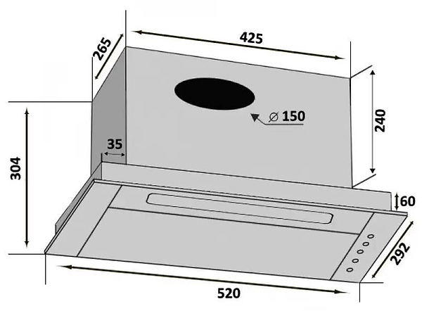 Фото - Витяжка вбудована Ventolux PUNTO 52 BK (1200) ST MM BF