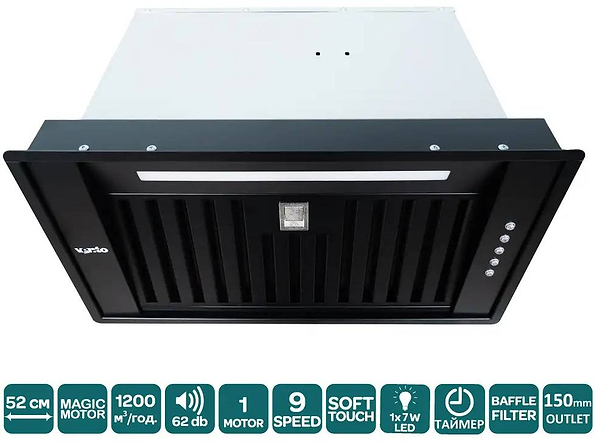 Фото - Витяжка вбудована Ventolux PUNTO 52 BK (1200) ST MM BF