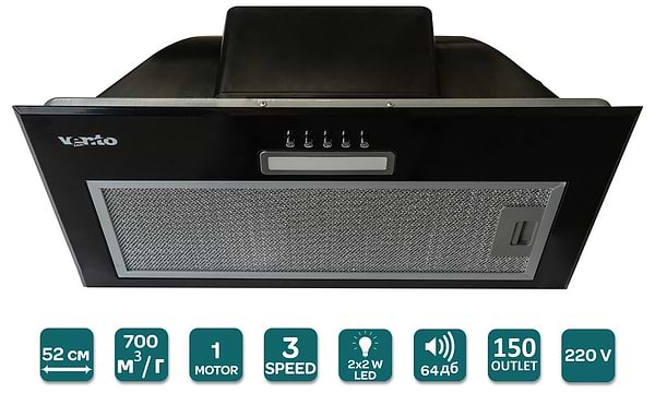 Фото - Витяжка вбудована Ventolux PUNTO 52 BK (700) PB PC