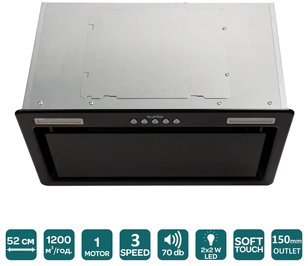 Фото - Витяжка вбудована Ventolux PUNTO 52 BKG (1200) ST